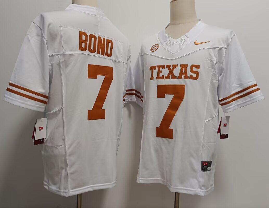 Men Texas Longhorns #3  Isaiah Bond White Nike 2024 NCAA jersey